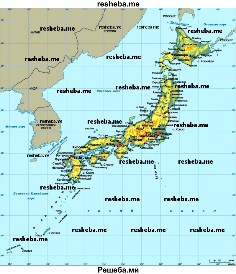 Покажите на карте территорию Японии в середине и в конце XIX в.
