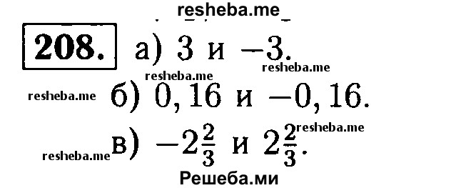 
    208.	Запишите числа, модуль которых равен: 
а) 3; 
б) 0,16; 
в) 2*2/3.
