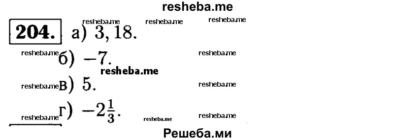 
    204.	Запишите число, противоположное числу: 
а) -3,18;
б) 7;
в) -5;
г) 2*1/3.
