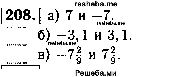 
    208.	Запишите числа, модули которых равны: 
а) 7;
б) 3,1;
в) 7*2/9.
