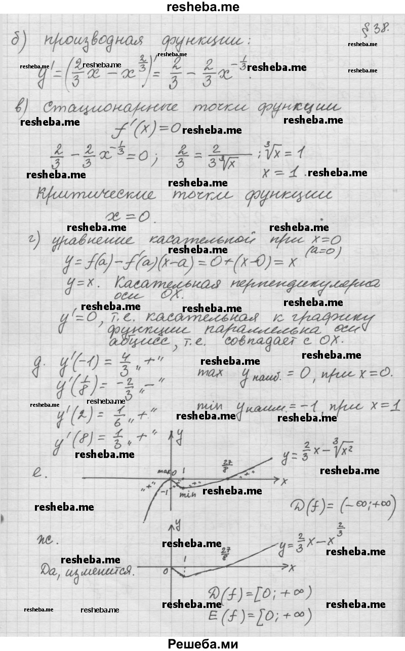 
    38.6.	Исследуйте степенную функцию на четность:
а) у = х10; 
б) у = х-1/3 ; 
в) у = x-15 
г) у = х4/3.
