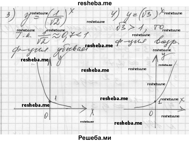  193. С помощью графика функции у = 3х найти приближённое значение: 1) √3; 2) З^2/3; 3) 1/√3; 4) З^1,5. 