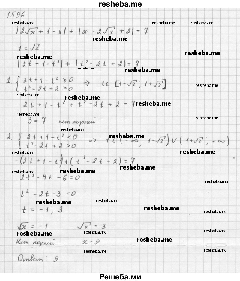    ГДЗ (Решебник №1) по
    алгебре    10 класс
                Ш.А. Алимов
     /        упражнение № / 1596
    (продолжение 4)
    