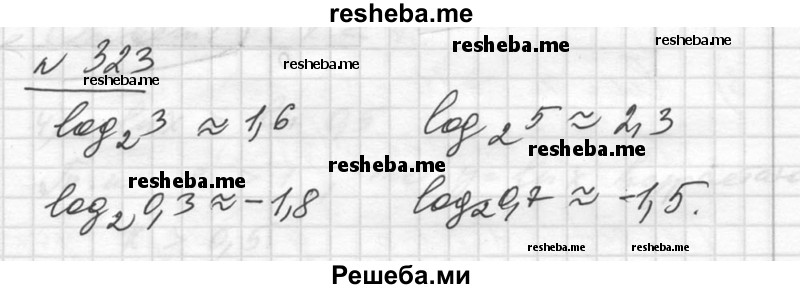 
    323. По графику функции у = log2 х найти приближённо
log2 3, log2 0,3, log2 5, log2 0,7.
