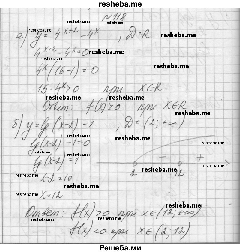     ГДЗ (Решебник №1) по
    алгебре    10 класс
                А.Н. Колмогоров
     /        повторение / 118
    (продолжение 2)
    