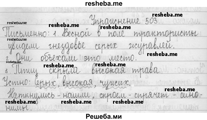     ГДЗ (Решебник 2016) по
    русскому языку    3 класс
                Т.Г. Рамзаева
     /        упражнение / 503
    (продолжение 2)
    