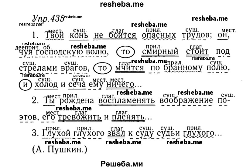     ГДЗ (Решебник №3) по
    русскому языку    8 класс
                Т.А. Ладыженская
     /        упражнение / 435
    (продолжение 2)
    