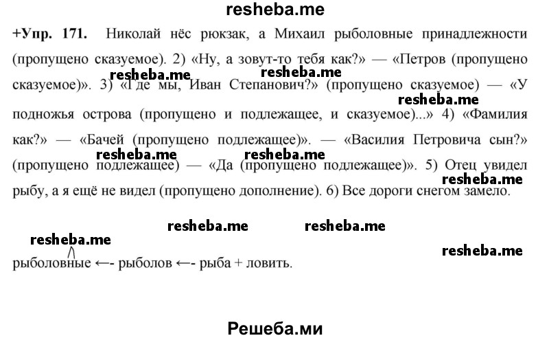     ГДЗ (Решебник) по
    русскому языку    8 класс
                М.М. Разумовская
     /        упражнение / 171
    (продолжение 2)
    