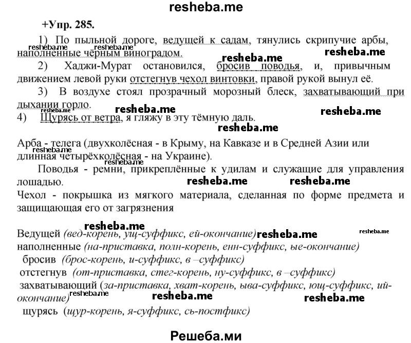     ГДЗ (Решебник) по
    русскому языку    8 класс
                М.М. Разумовская
     /        упражнение / 285
    (продолжение 2)
    