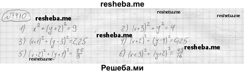 
    410.	Записать уравнение окружности с центром в точке М и радиусом r, если:
