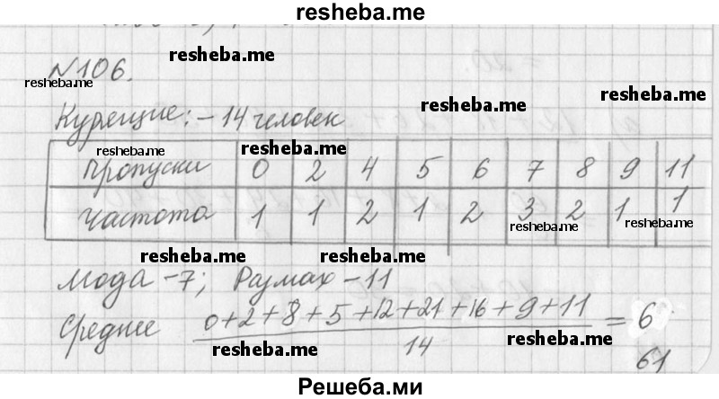 
    106. Доказываем Директор фирмы решил начать борьбу с курением и провёл анализ заболеваемости своих сотрудников. Он выписал число рабочих дней, пропущенных в течение года по болезни каждым сотрудником, предварительно разбив их на две группы — курящие и некурящие. Получились такие результаты:
Курящие: 7, 5, 2, 6, 4, 4, 6, 7, 9, 7, 0, 8, 11, 8. 
Некурящие: 3, 3, 6, 0, 3, 6, 2, 2, 4, 5, 13, 4, 3, 2, 2, 3, 4, 5, 6, 4.
Директор сделал по этим результатам убедительные выводы о вреде курения. Сделайте и вы то же самое.
