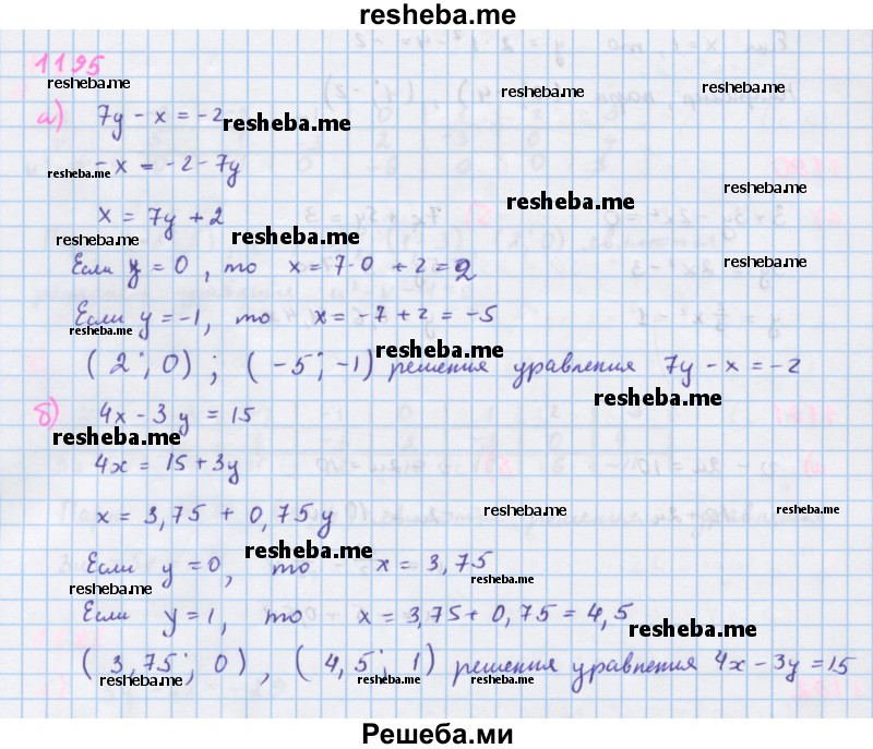     ГДЗ (Решебник к учебнику 2018) по
    алгебре    7 класс
                Ю.Н. Макарычев
     /        упражнение / 1195
    (продолжение 2)
    