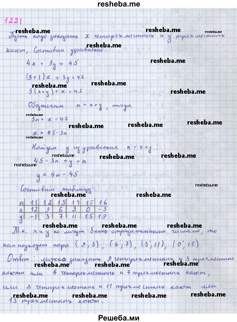     ГДЗ (Решебник к учебнику 2018) по
    алгебре    7 класс
                Ю.Н. Макарычев
     /        упражнение / 1221
    (продолжение 2)
    